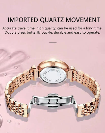 POEDAGAR Luxury Diamond Dial Woman Wristwatch Waterproof Stainless Steel Watch for Ladies Elegant Simple Quartz Women's Watches