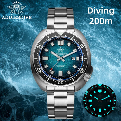 ADDIESDIVE New 43.8mm Watch for Men Dive AD2511 Luxury Sapphire Quartz Wristwatch 100m Waterproof Stainless Steel Luminous Watch