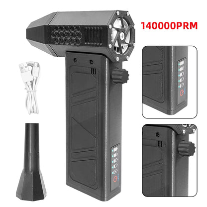 Air blower 140000RPM Turbo Jet Fan Brushless Motor Handheld Duct Fan 52M/S Portable Type-C Charging with Power Display ventilado