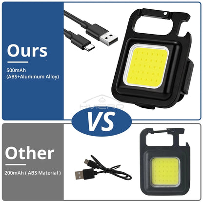 COB Work Light Flashlamp Mini Flashlight Keychain Carry LED Waterproof USB Charge Convenient Emergency Outdoor Lighting Camping