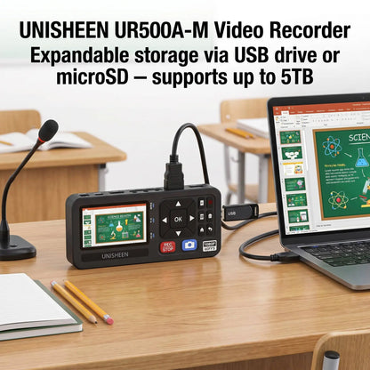 UNISHEEN UR500A-M Standalone 1080P60 Game Video Recorder 3" Screen HDMI/VGA/YPbPr/AV Input One-Touch Capture Card No PC Required