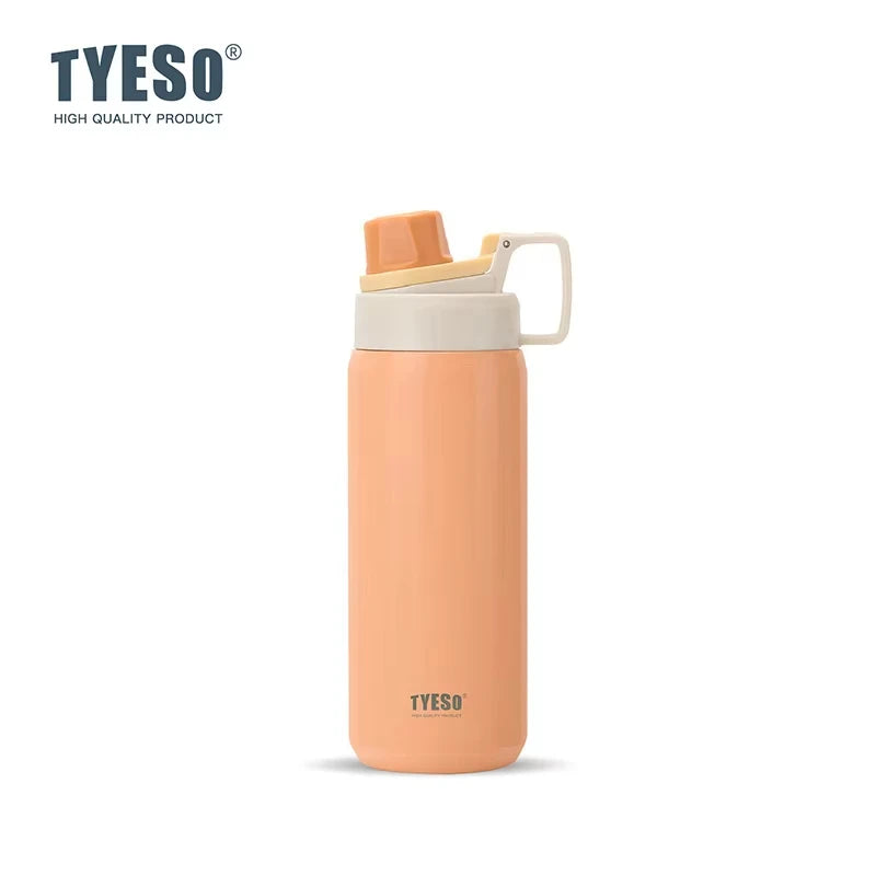 Tyeso 600ML Leakproof Insulated Water Bottle Portable Vacuum Thermal Flask Drink Cup for Outdoor Sports Travel Daily Fitness