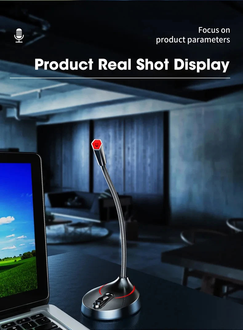 Mini USB Wired Microphone 3.5mm Jack Plug Studio Speech Mic for PC Computer Laptop Notebook Loud Speaker