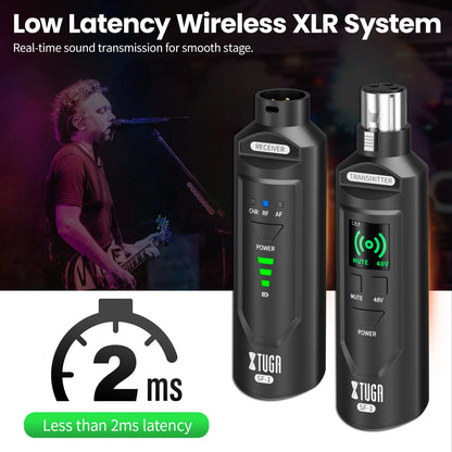 XTUGA UHF Professional Microphone Wireless Converter XLR Recharge Transmitter Receiver for Dynamic/Condenser Mic Audio Mixer