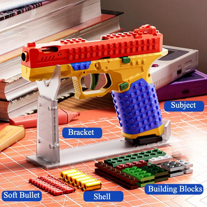 SIG17 Hanging Toy Gun Continuous Firing Building Block Pistol Shell Throwing Airsoft Blowback Toy Outdoor Shooting for Children