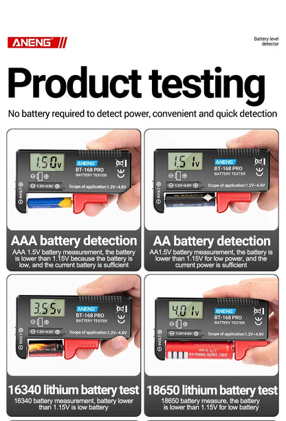 ANENG Tester baterii litowych cyfrowy uniwersalny BT-168 PRO Sprawdzanie pojemności, analizator obciążenia, wyświetlacz do baterii AAA AA guzikowych