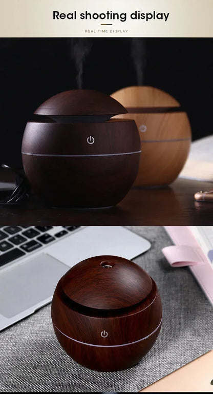 Woodgrain USB Essential Oil Diffuser Mini Ultrasonic Aromatherapy Humidifier Portable Desktop Air Mist Maker For Home Office