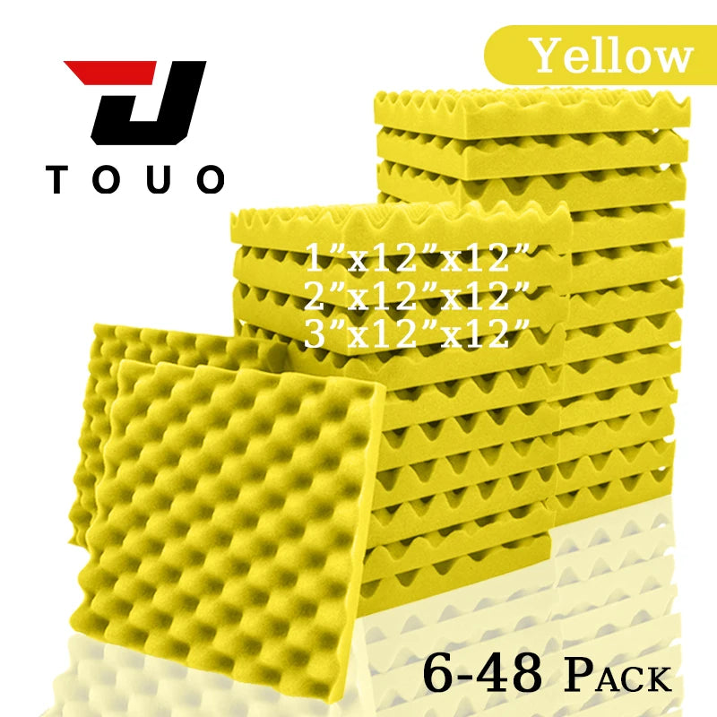 TOUO Acoustic Foam Fireproof Soundproofing Sponge 6/12/24/48 Pcs Egg Crate Soundproof Foam Studio Home Sound-absorbing