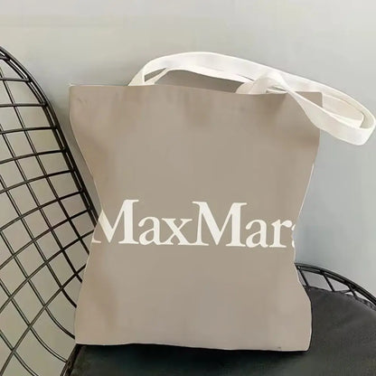 M-Max MaraS Brand Storage Bags Canvas Tote Bag Double-Sided Print Lightweight Shoulder Shopping Handbag for Daily Use