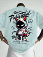 American men's summer personalized small devil letter print comfortable and breathable round neck T-shirt outdoor street top