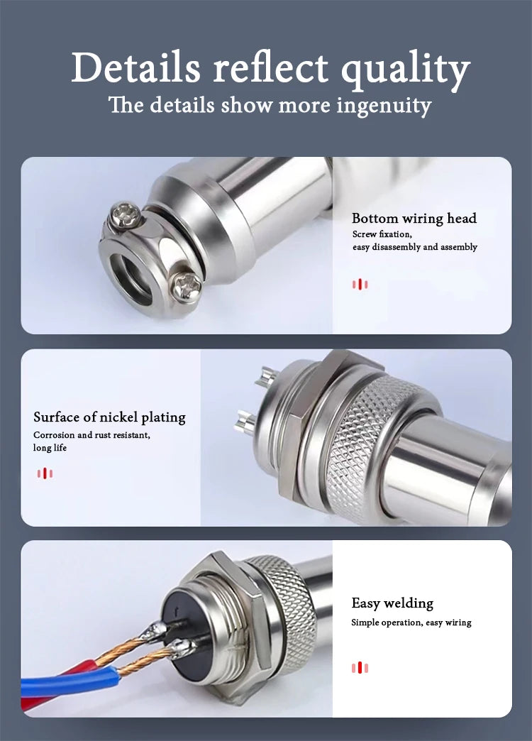 5pcs GX16 2/3/4/5/6/7/8/9/10Pin 16MM Male Female Circular Aviation Connector Plug Socket Screw Panel Mount Connector