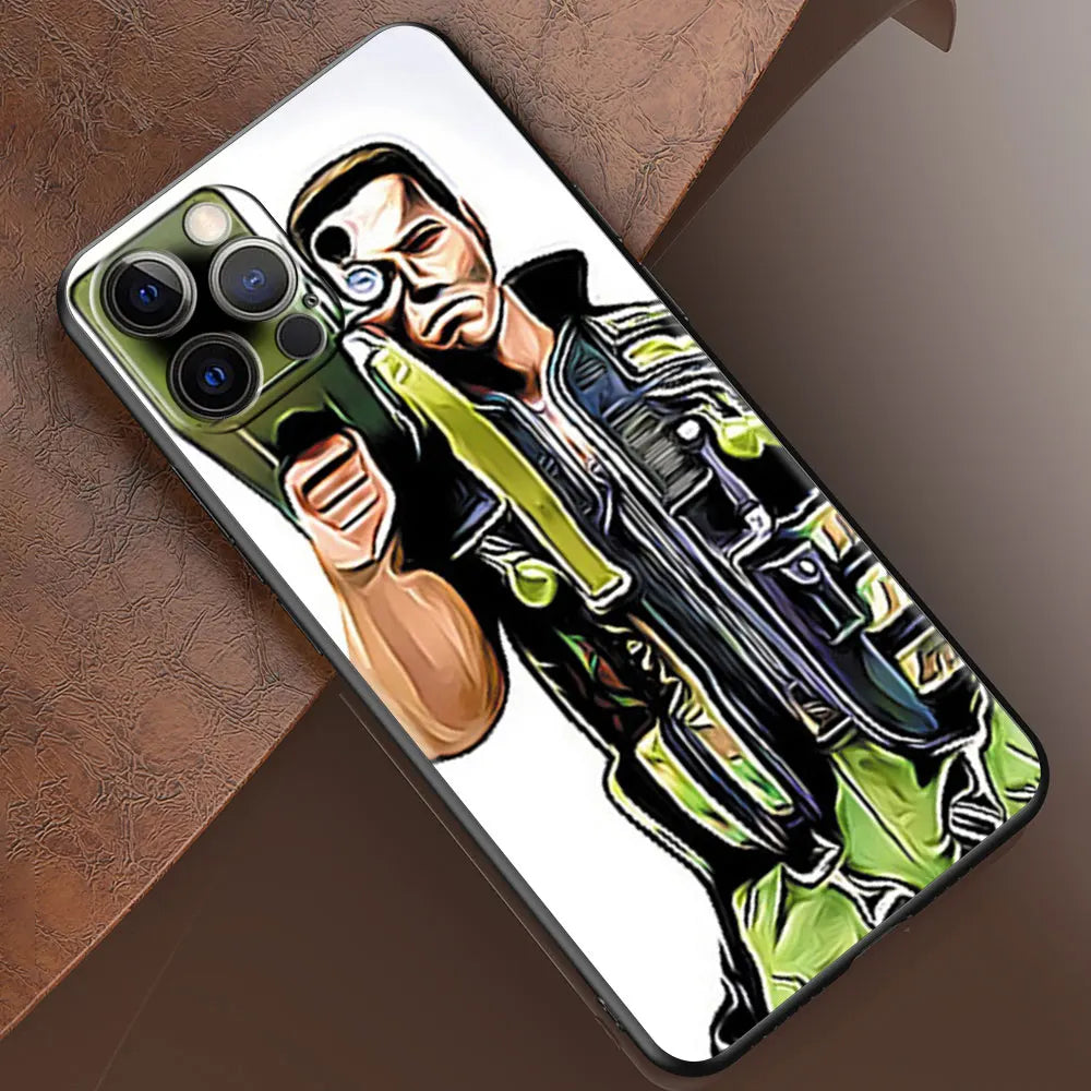 Mobile Phone Case For iPhone 14 15 11 12 13 16 Pro Max 16 Plus XS Black Soft Cover Coque Arnold Schwarzenegger Commando 1985