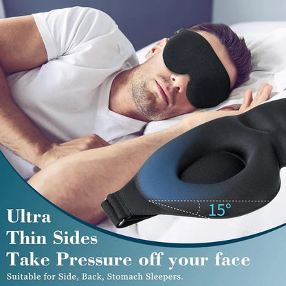 3D Contoured Zero Pressure Sleep Mask with Adjustable Strap for Deep Sleep, Travel, Naps & Yoga Relaxation