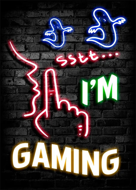 Gaming Neon Eat Sleep Game Repeat  Canvas Posters Gamer Room Decor Canvas Print Art for Home Esports Bedroom Decor Gift Painting