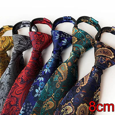 HUISHI Pre-tied Zipper Tie Neck Mens Skinny 5cm Zipper Neckties Red Black Blue Solid Color Slim Narrow Entertainment Party