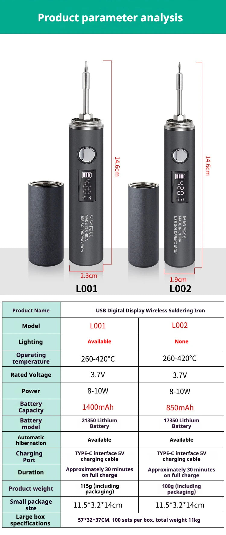1400mah USB Soldering Iron Wireless Charging Electric Soldering Iron Fast Charging Rechargeable Portable Repair Welding Tools