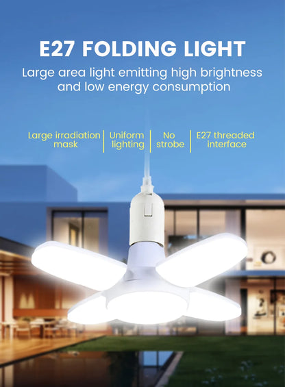 E27 Fan Shape Foldable  LED Bulb AC85-265V  Deformation for Home Ceiling Lights Warehouse and Garage White Light 6500K Bulb