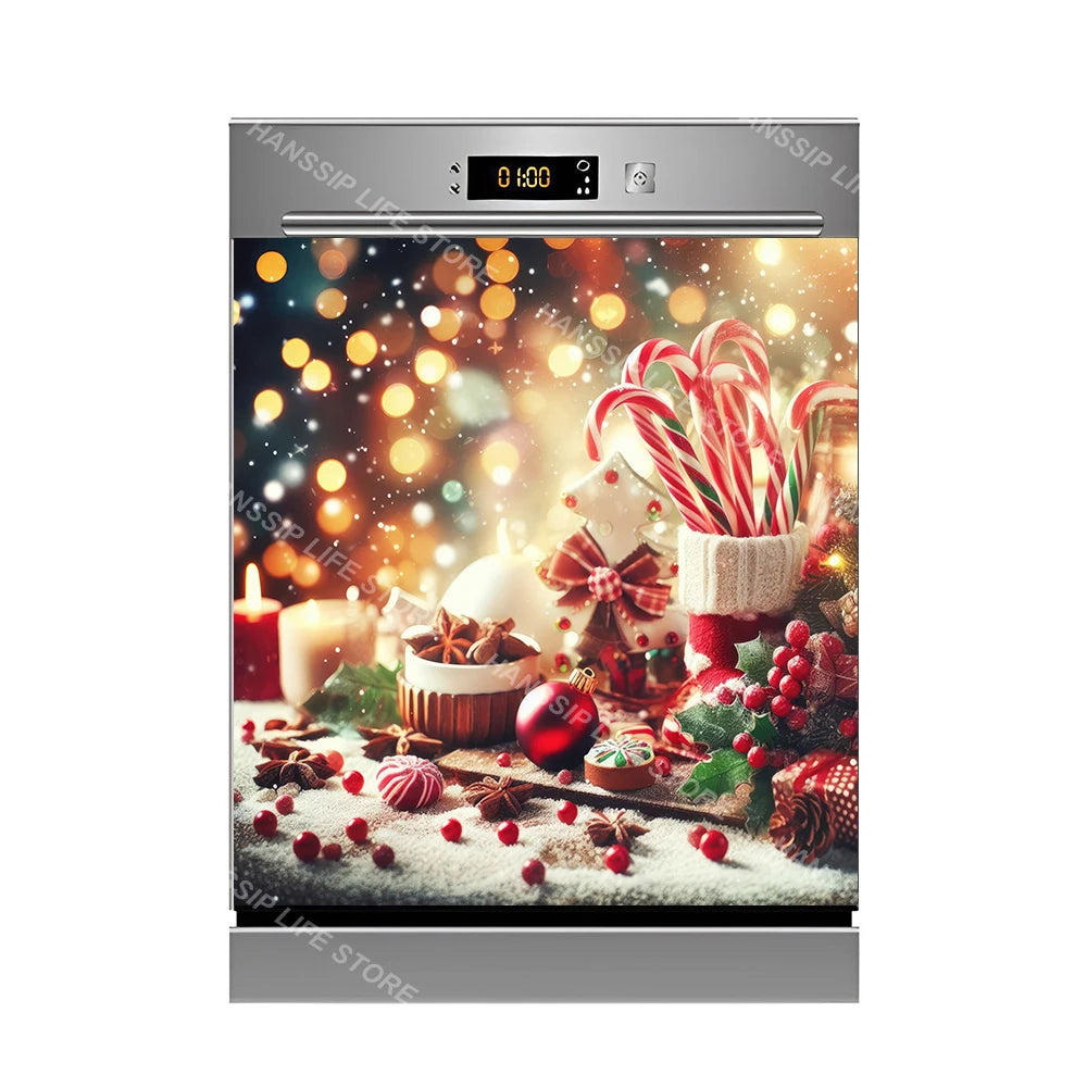 Water Splash Delicious Fruit Printed Dishwasher Sticker Wallpaper Kitchen Waterproof Dishwashing Cabinet Cover Decal Poster