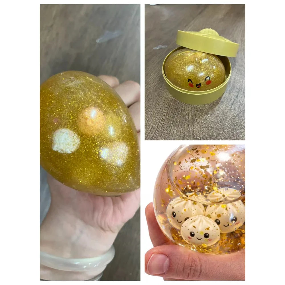 New Glitter Dumpling Colorful Simulation Steamed Bun Decompression Toy for Anxiety Squishes Stress Balls 2026 Viral Fidget Toy