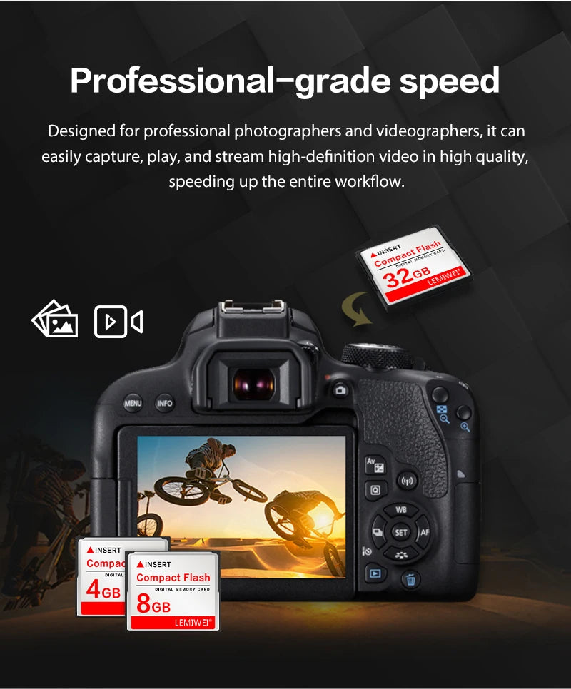 Lemiwei Memory Card 256MB 512MB Compact Flash Card 1GB 2GB 4GB CF Card 8GB 16GB 32GB 64GB Compactflash Card For Camera