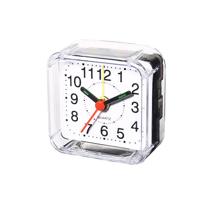 1PC Square Small Alarm Clock Acrylic Frame Quartz Movement Accurate Time Bedside Desk Clock for Bedroom Wake Up Student Clock