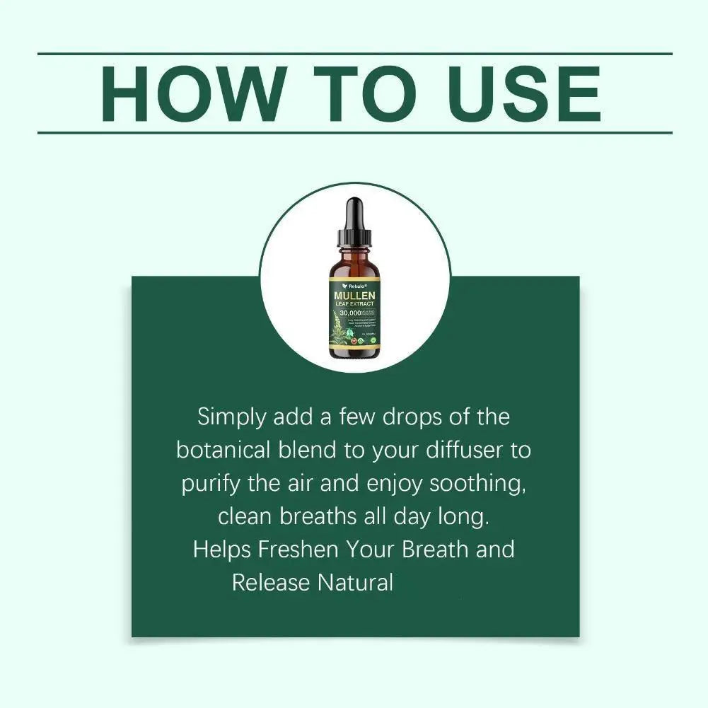 30000mg Mullein Leaf Herbal Drops, Lung Detox Cleansing Formula, Fast Absorption Natural Respiratory Health Maintenance