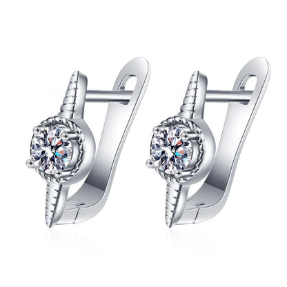925 Sterling Silver Earrings Jewelry High Quality Retro Simple Pattern Purple White Zircon Earrings Hot Sale