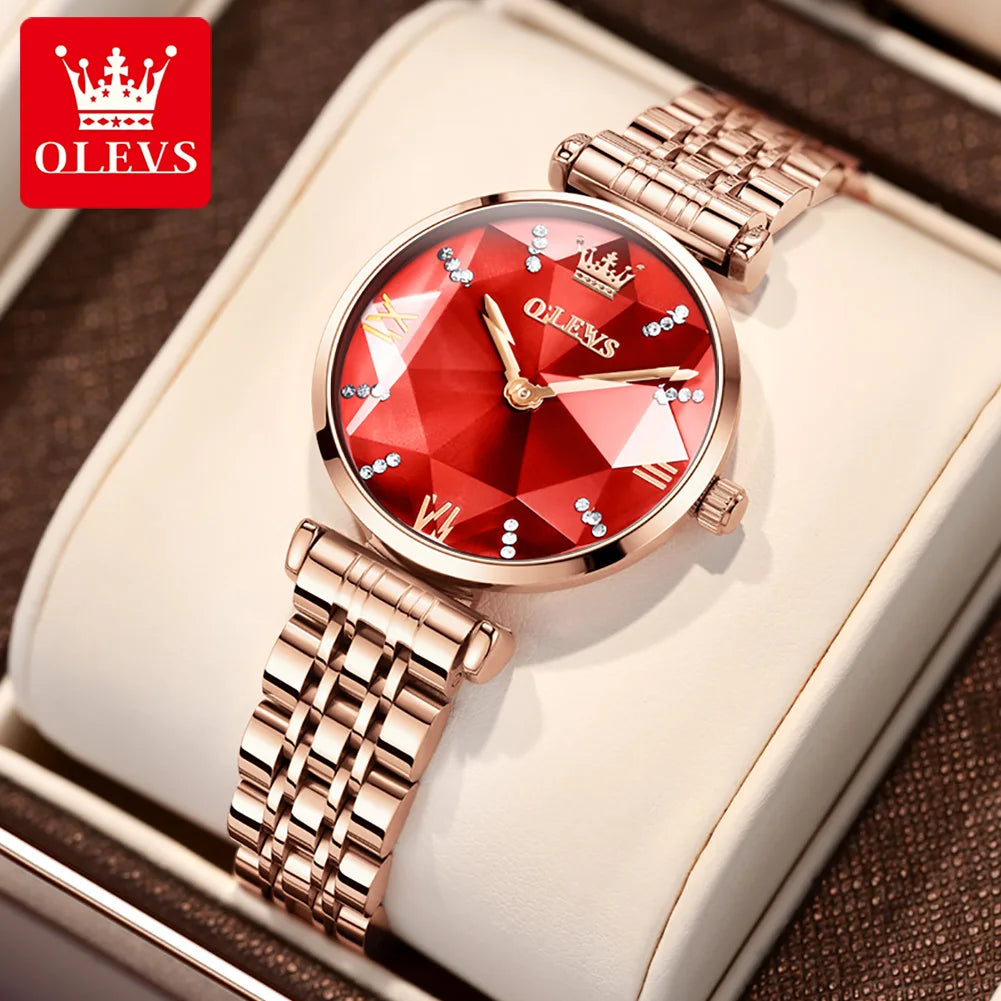 OLEVS 6642 Women Watch Fashion Original Elegant Stainless Steel Rose Gold Diamond Waterproof Watch Brand Luxury Women Watch