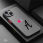 Initial Letter A-F Heart Phone Case For iPhone 17 16 15 11 12 14 13 Pro Max Mini X XS XR 7 8 Plus SE 16E Hard Transparent Cover