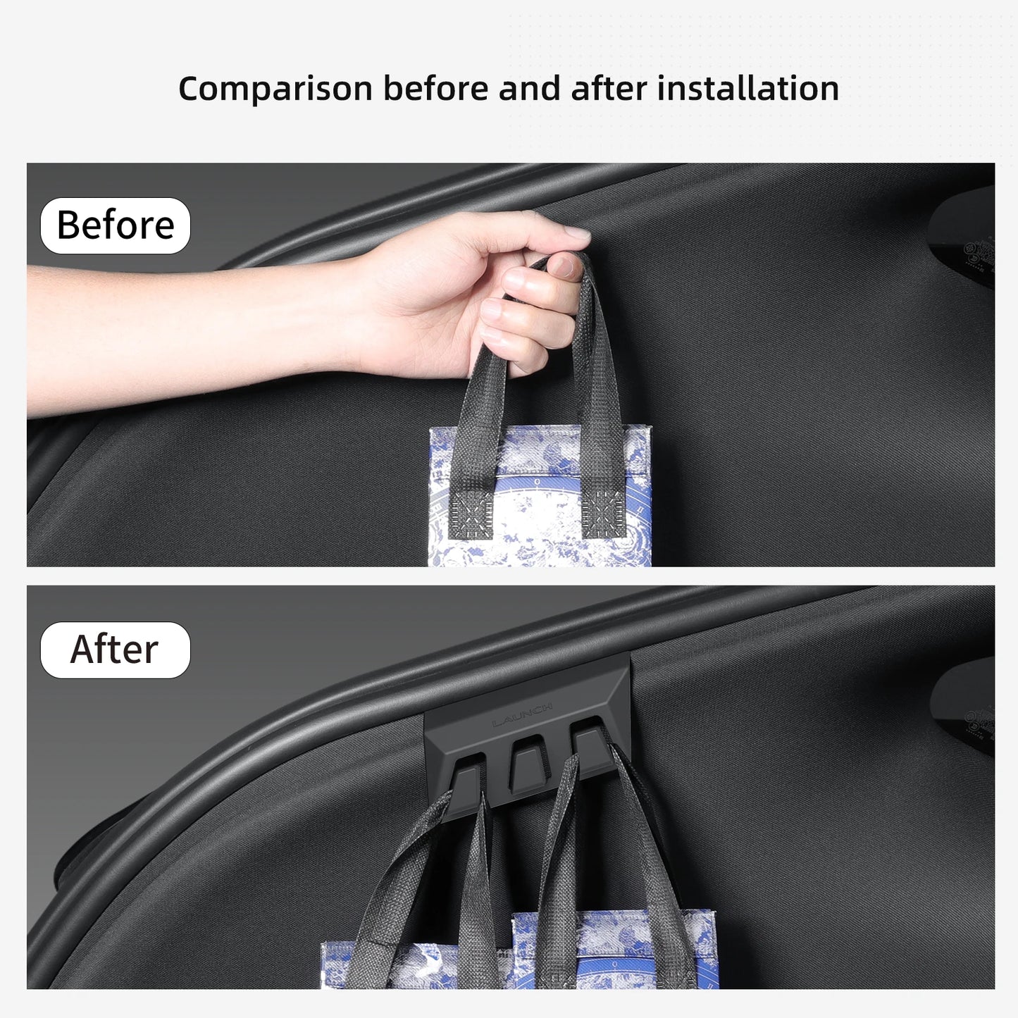 LUCKEASY for Tesla Model Y Juniper Launch/YL 2025 2026 Rear Trunk Hook Hidden Organizer Umbrella Bag Hanger Storage