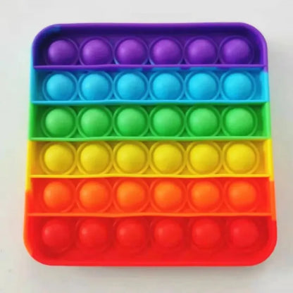 Silicone Rainbow Push Pop Toy, Round Sensory Fidget Bubble Toy, Anxiety Relief Desktop Game for Children