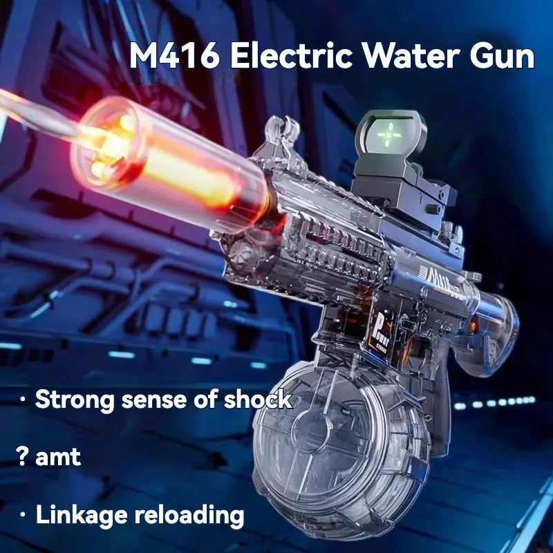 2026 new firelight M416 electric water gun children's toy water spray continuous strong range long-range water fight toy