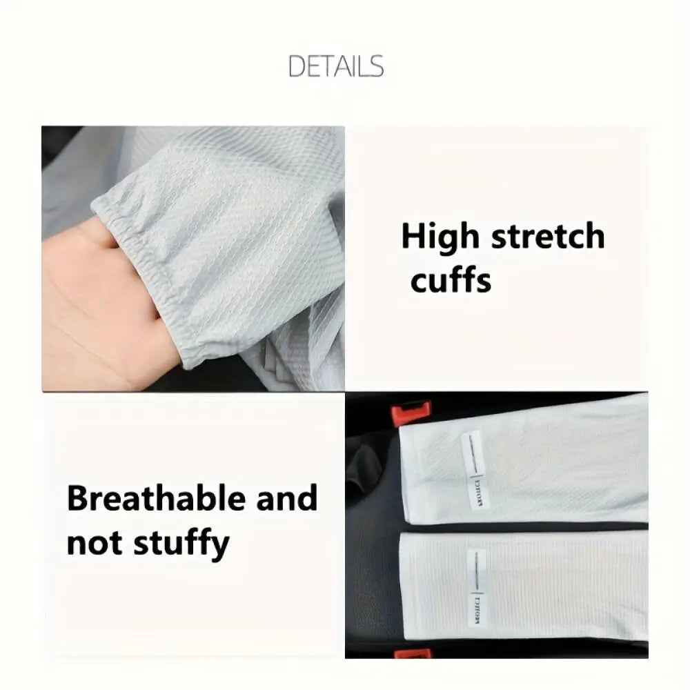 Reflective Logo Ice Silk Cooling Arm Sleeves, Breathable Mesh Sun Protection Sleeves for Men and Women