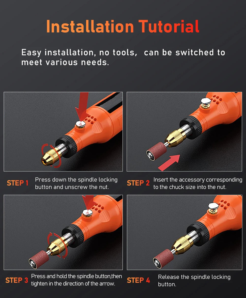 Mini Electric Rotary Tool 16000RPM USB Charging Power Tool Set 3.7V Lithium-Ion Battery Cordless Drill Pen for DIY Craft