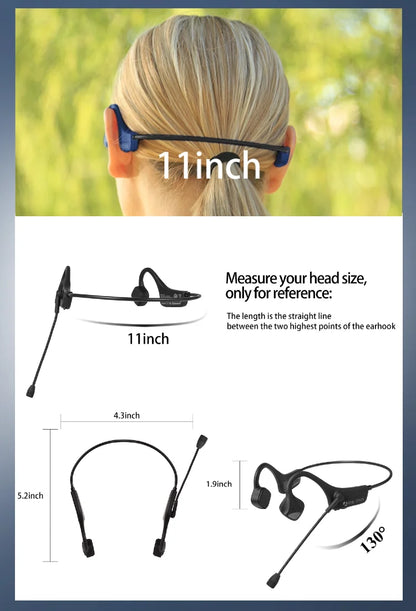 Open Ear Bone Conduction Headphones with dual microphone Wireless Bluetooth Headphone with Mic Headset for work/business/Cycling