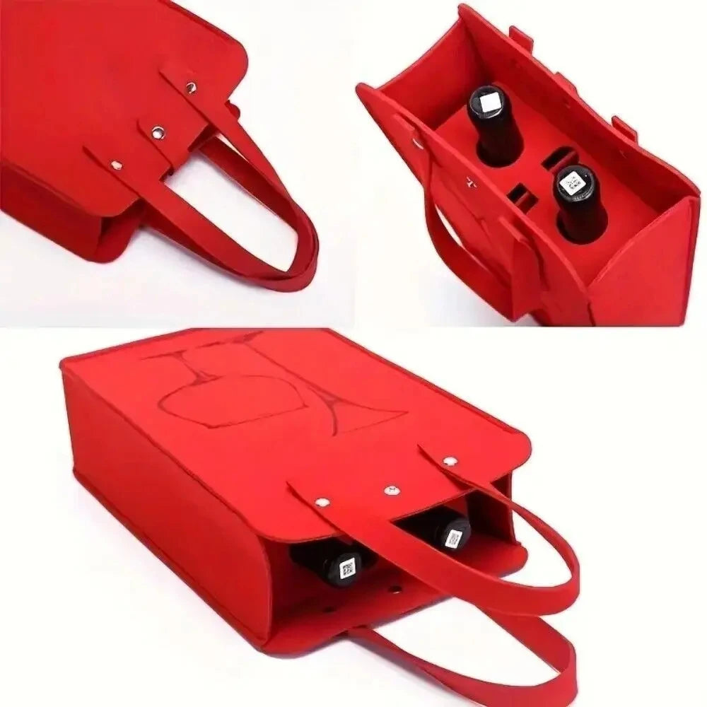 New Felt Red Wine Bag Gift Double Wine Gift Storage Bag Handheld Drink Bag