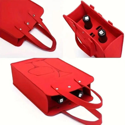 New Felt Red Wine Bag Gift Double Wine Gift Storage Bag Handheld Drink Bag