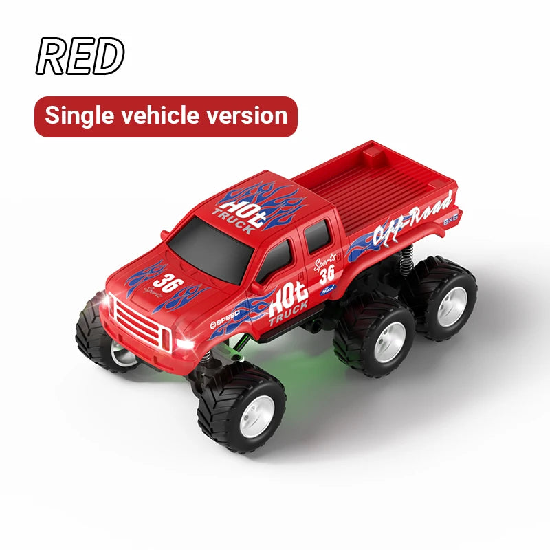JJRC 1:64 Mini 6-Wheel Alloy RC Offroad Pickup Truck With Trailer & Speedboat Full Proportional Remote Control Car Boys Gift Toy