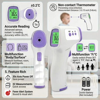 Portable Non-contact Infrared Thermometer for Forehead Infant Adult Medical Digital Display Body Health Measurement Device