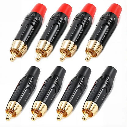 2/4/8Pcs Gold RCA Plug Male Plug Female Jack RCA Socket Connector for Audio Speaker Coaxial Cable Adapter