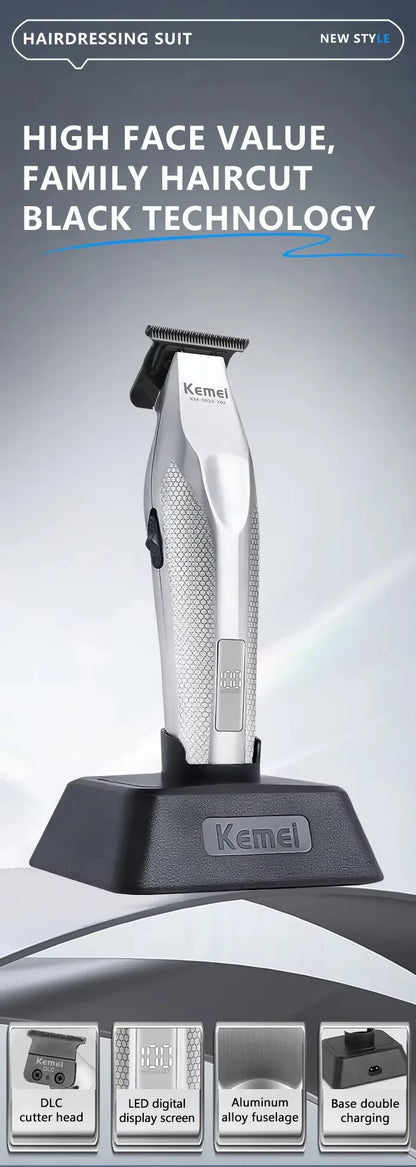 Kemei Clippers Professional Haircut Suit Rechargeable Hair Clippers Metal Body Shaver LCD Display Clipper For Man KM-3023 Set