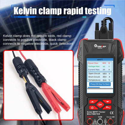 TOOLTOP 2000W Solar MPPT Power Tester 3.2 Inches 2KV 60000 Counts Multimeter Photovoltaic Solar Power Meter Pmax Voc Isc Test