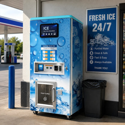Customized Automatic Bagging and Sealing Packaging Ice Vending Machine, Reverse Osmosis Water Ice Vending Machine