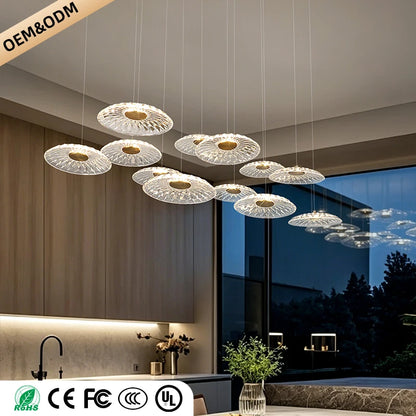 Dining room pendant light Modern villa dining room Kitchen pendant light designer glass Multi-head Hanging Lamp pendant light