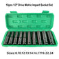 10pcs 1/2 Drive Metric Impact Socket Set Universal Deep Socket Wrench for Air Pneumatic Repair Tools