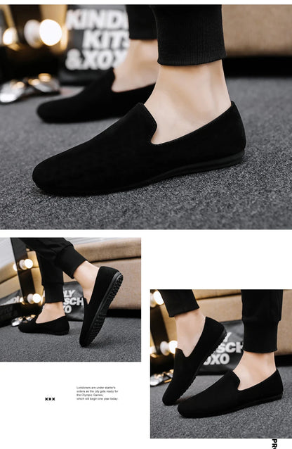 Hot Sale Black Loafers Men Summer Flat Shoes Comfortable Lightweight Men's Casual Shoes Non-slip Slip-on Shoes Man Lazy Shoes