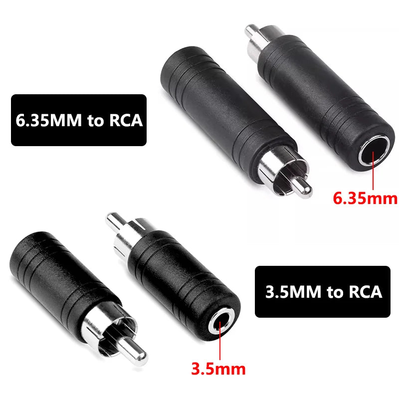 5pcs 6.35/6.5mm Male to 3.5mm Audio Stereo Mono Jack Female To Male Audio Jack Connector Adapter Converter Speaker