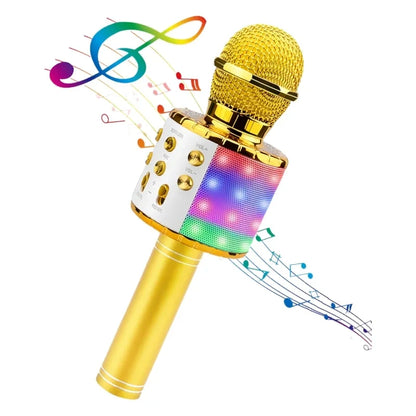 Wireless Bluetooth Karaoke Microphone with Built-in Speaker, Portable Singing Microphone for Kids Adults  with RGB Lights