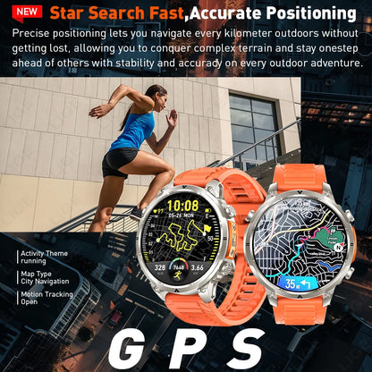 LIGE 2026 Nowy Męski Wojskowy Zegarek Smartwatch GPS Mapa Kompas Pamięć 4GB Bateria 1000mAh Wodoodporność 10ATM Rozmowy Bluetooth HD