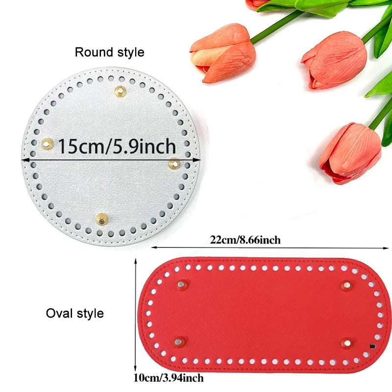 22*10Cm Oval Bottom For Knitted Bag PU Leather Bag Accessories Handmade Bottom DIY Crochet Bag Bottom Solid Color Bag Part NEW